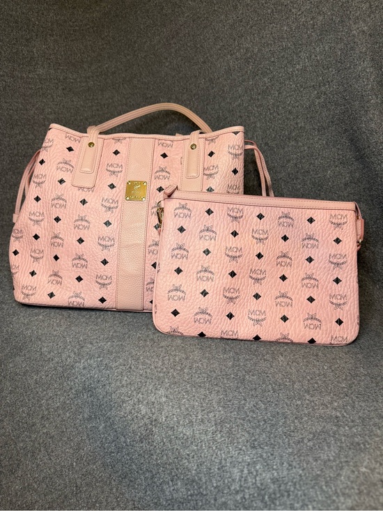 MCM Handbags - MCM Pink Visetos Tote with Detachable Pouch